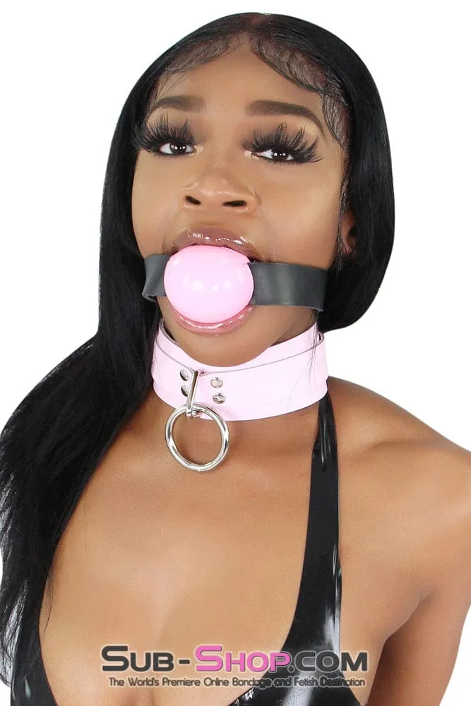 0991A      Captured Beauty Princess Pink Leather Bondage Collar