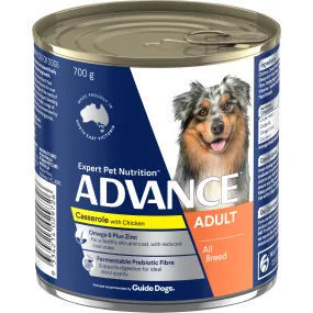 Advance Casserole with Chicken All Breed Adult Wet Dog Food Can 700g x 12