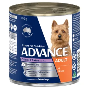 Advance Chicken and Turkey All Breed Adult Dog Wet Food Can 700g x 12