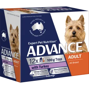 Advance Turkey All Breed Adult Wet Dog Food Trays 100g x 12