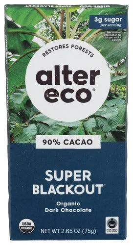 Alter Eco - Chocolate Bar Super Blackout Organic, 2.65 Oz - Pack of 12