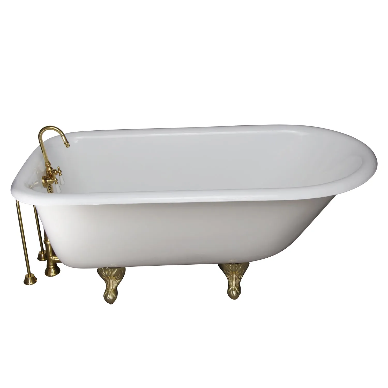 Brocton 65″ Cast Iron Roll Top Tub Kit – Polished Brass Accessories