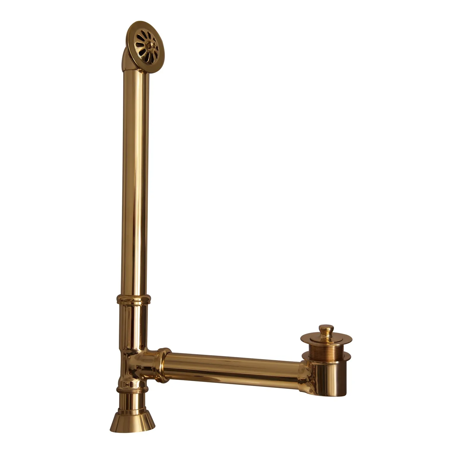 Brocton 65″ Cast Iron Roll Top Tub Kit – Polished Brass Accessories