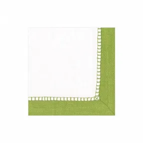 Caspari Green Linen Border Paper Cocktail Napkins - 20Pk