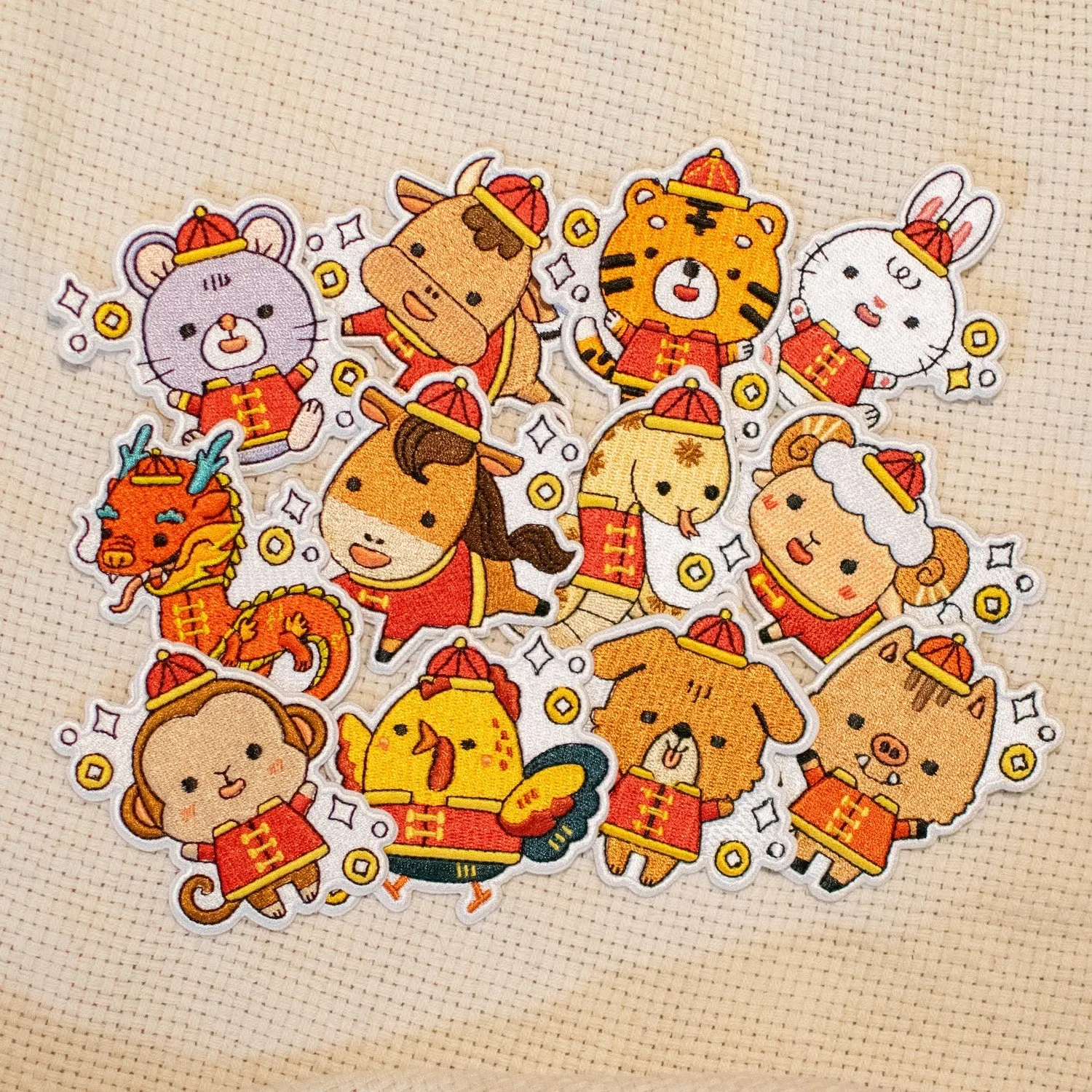 Chinese Zodiac Embroidered Patch Set