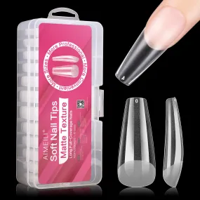 Clear Matte Coffin Nail Tips -001