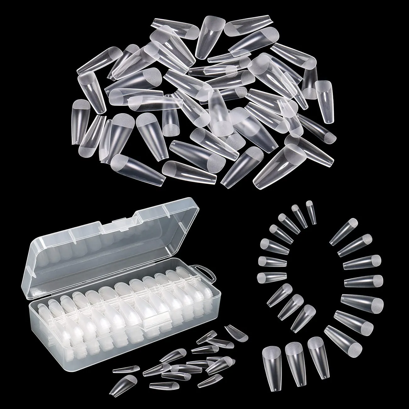 Clear Matte Coffin Nail Tips -001