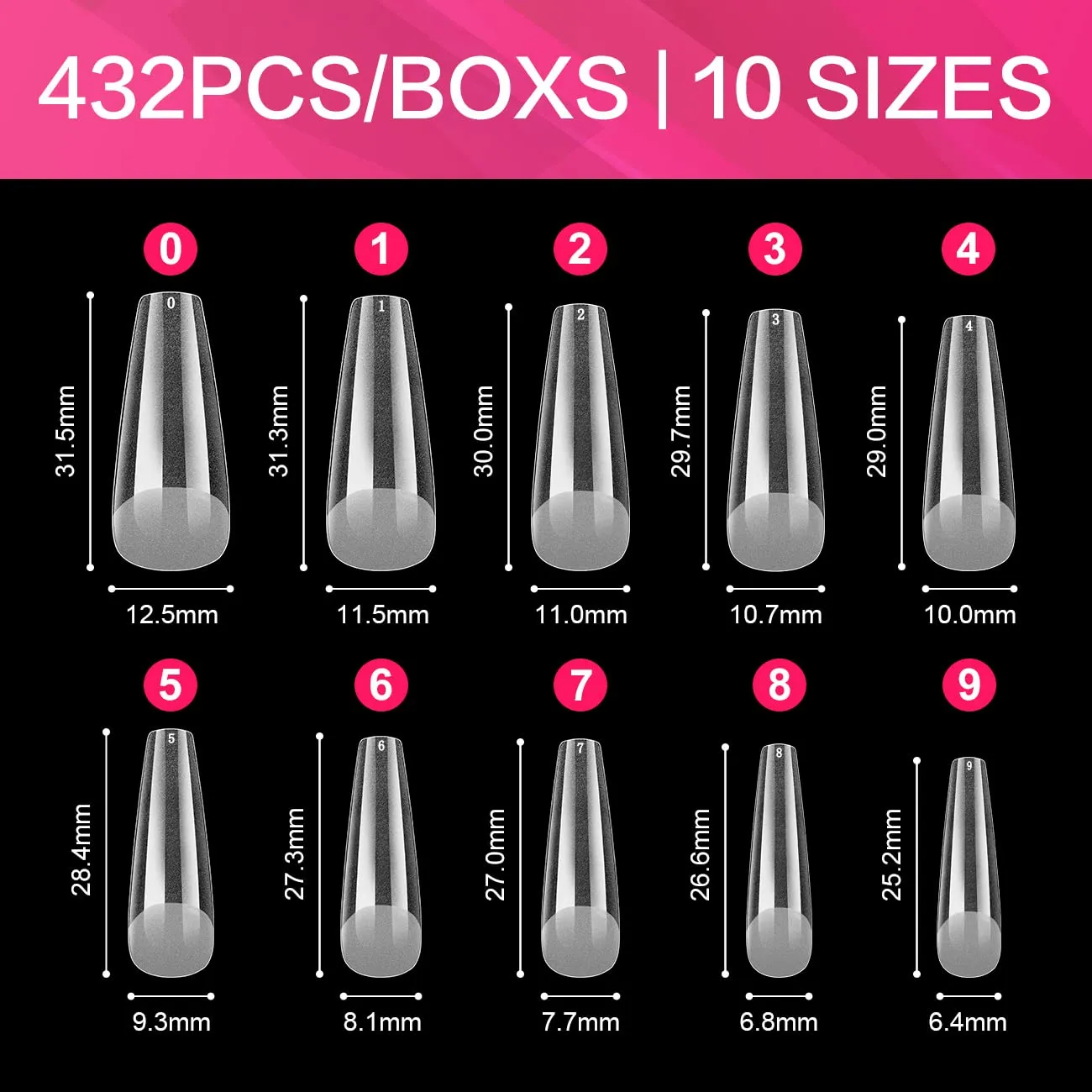 Clear Matte Coffin Nail Tips -001