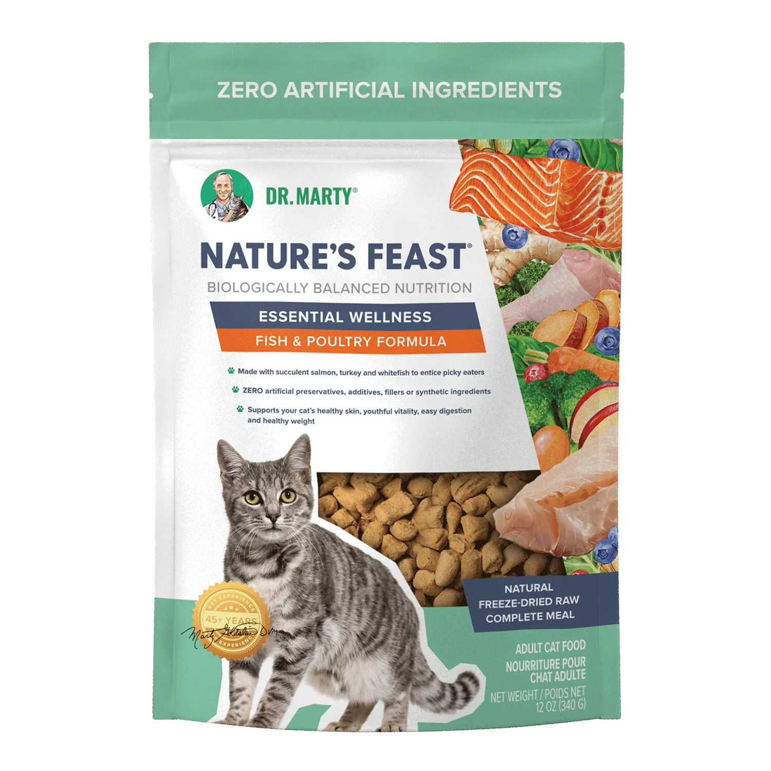 DR. MARTY Nature’s Feast Essential Wellness Fish & Poultry Freeze Dried Raw Cat Food