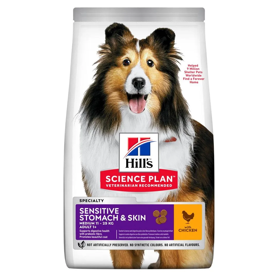 Hill's Science Plan Canine Adult Sensitive Stomach & Skin Medium Breed Chicken - Dry Dog Food - 2,5 Kg