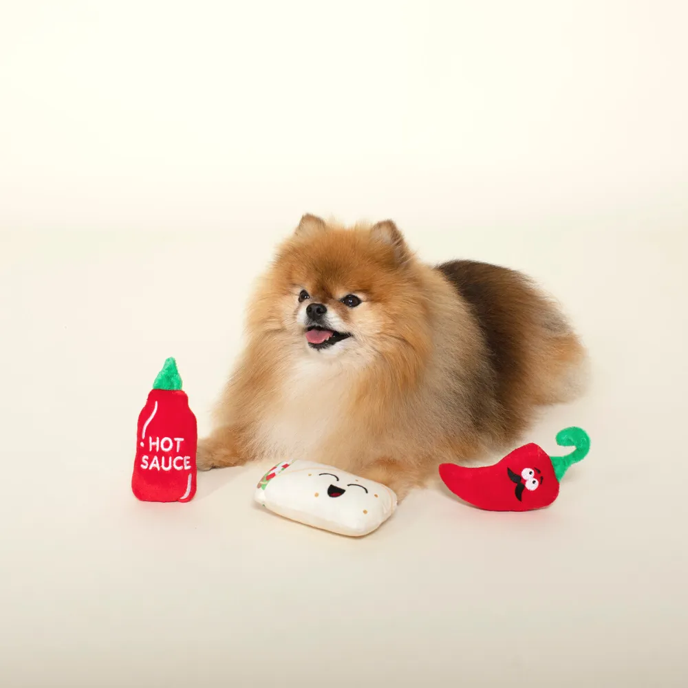 Hot and Spicy Burrito 3pk Plush Dog Toy