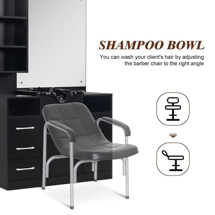 Oliver Wall-Mounted Barber Station with Shampoo Bowl