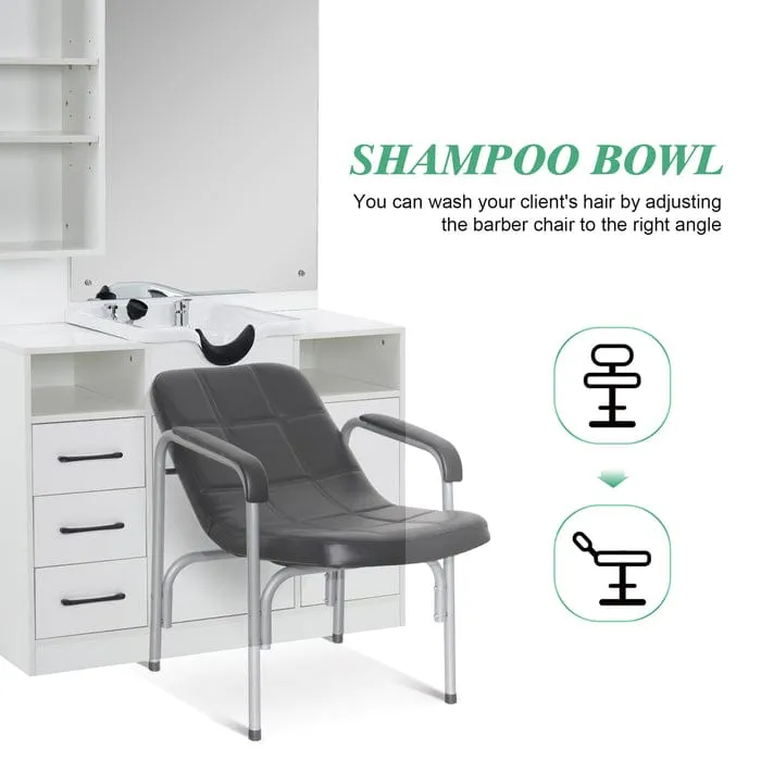 Oliver Wall-Mounted Barber Station with Shampoo Bowl