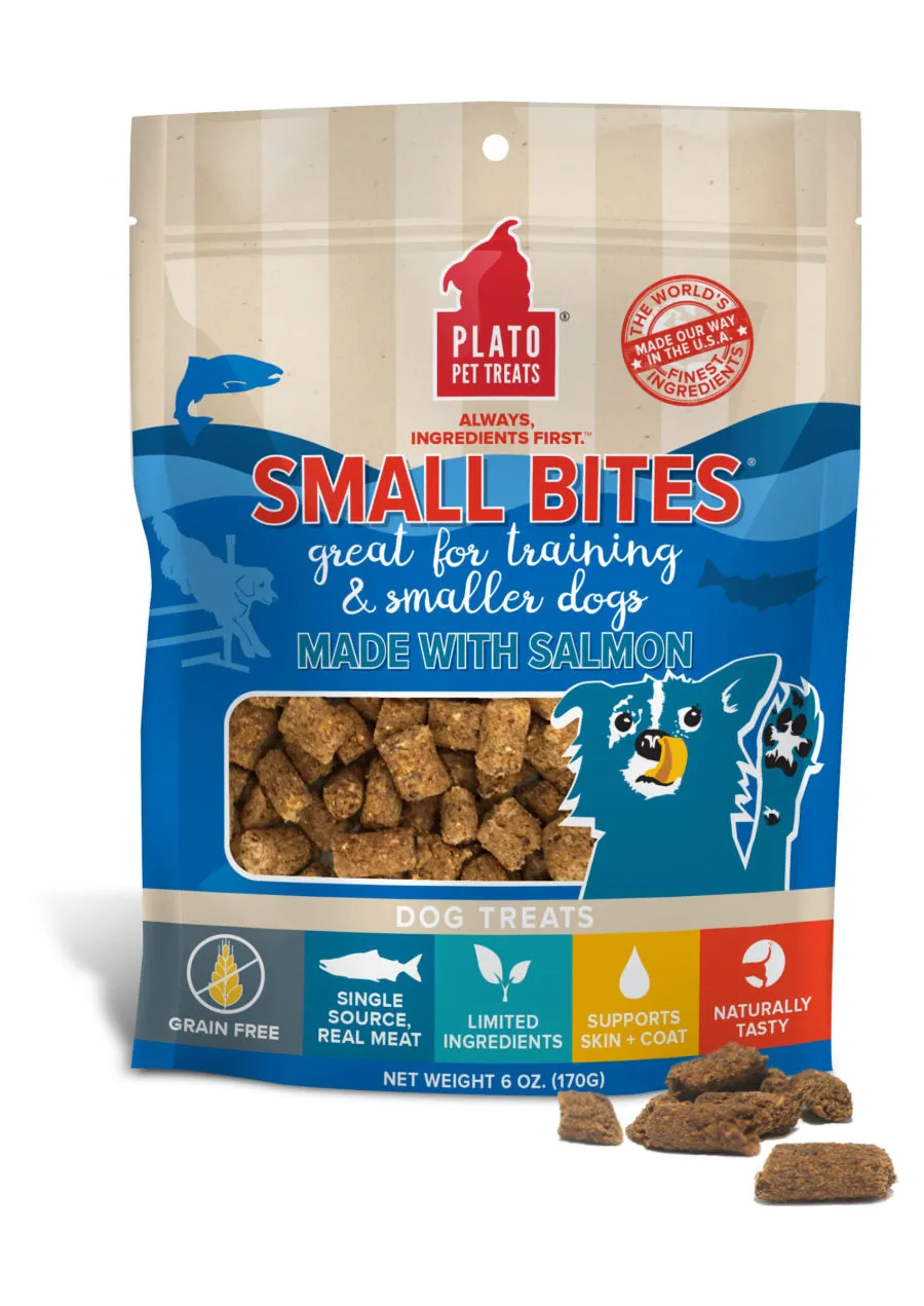 Plato's Small Bites Meaty Morsel Dog Treats, Salmon