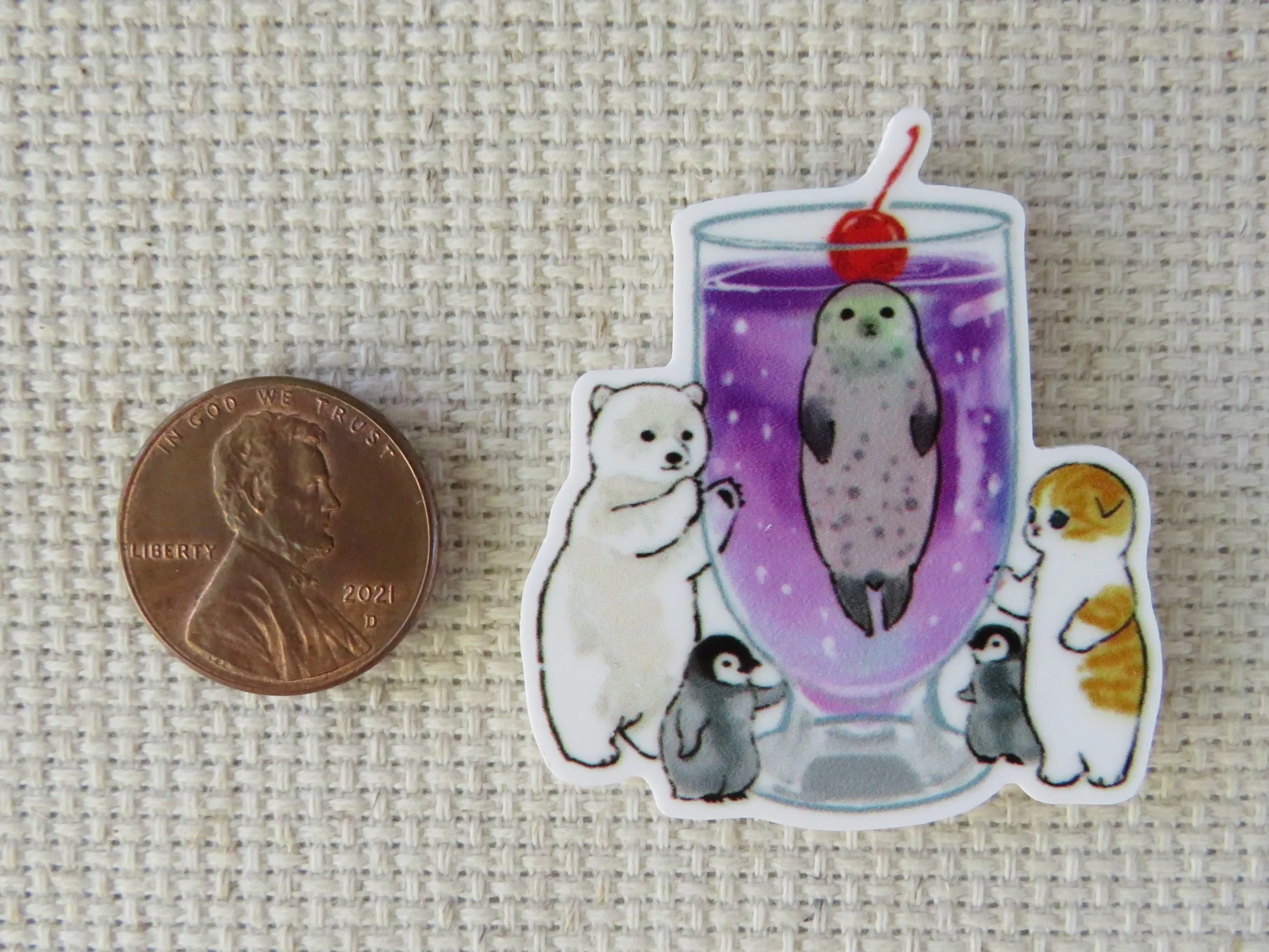 Seal in a Bubbly Drink Needle Minder, Cover Minder, Magnet