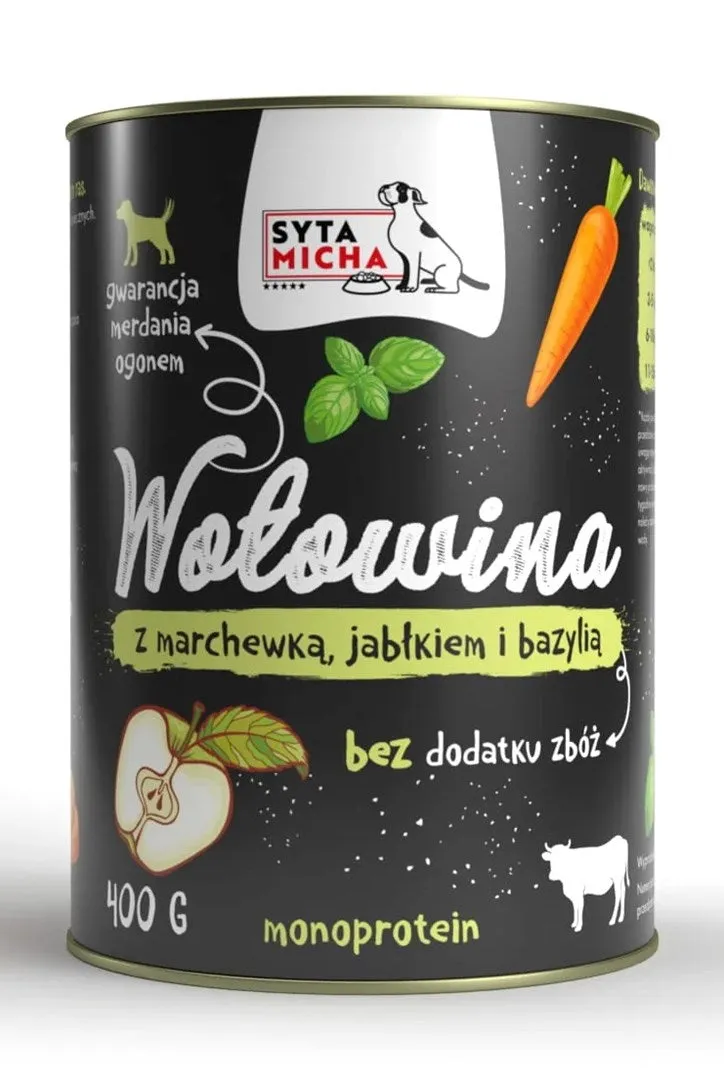 Syta Micha Beef With Carrot, Apple And Basil - Wet Dog Food - 400G