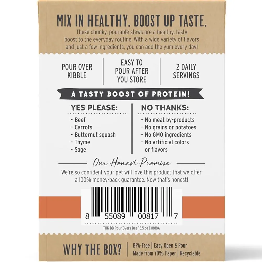 The Honest Kitchen Bone Broth is Pour Overs Beef Stew Grain-Free Dog Food Topper 5.5oz