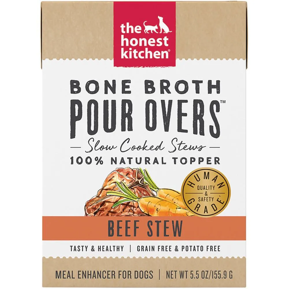 The Honest Kitchen Bone Broth is Pour Overs Beef Stew Grain-Free Dog Food Topper 5.5oz