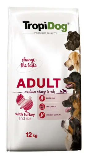 Tropidog Premium Adult Medium & Large Turkey With Rice - Dry Dog Food - 12 Kg